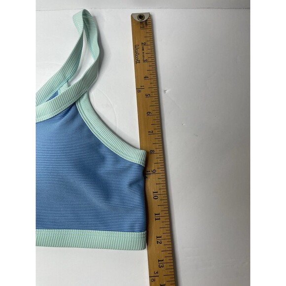 Blue Two Tone one shoulder bikini top Women's Large Ribbed Swim Suit - Picture 6 of 6